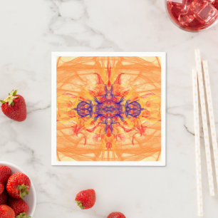 Servilleta De Papel SMOKE naranja - Arte Fractal - Napkins