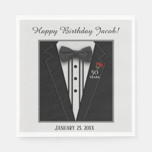 Servilleta De Papel Smoking negro con el cumpleaños de la pajarita
