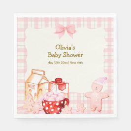 Servilleta De Papel Smore Milk & Cookie Gingham Winter Baby Shower