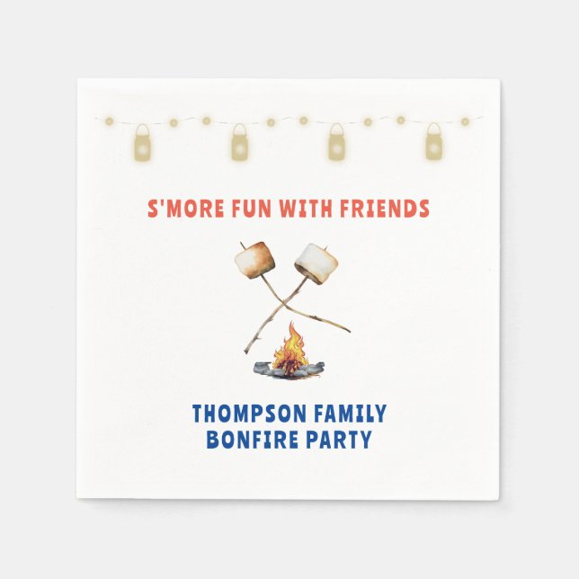 Servilleta De Papel S'mores Fun Bonfire Backyard Cookout Friendding (Anverso)