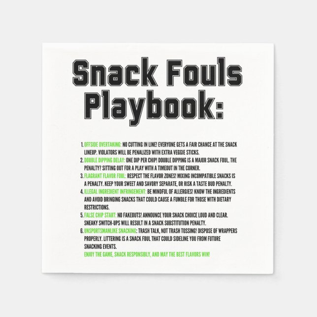 Servilleta De Papel Snack Fouls Playbook (Anverso)