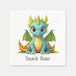 Servilleta De Papel Snack Roar Verde Azul Bebé Dragón Papel