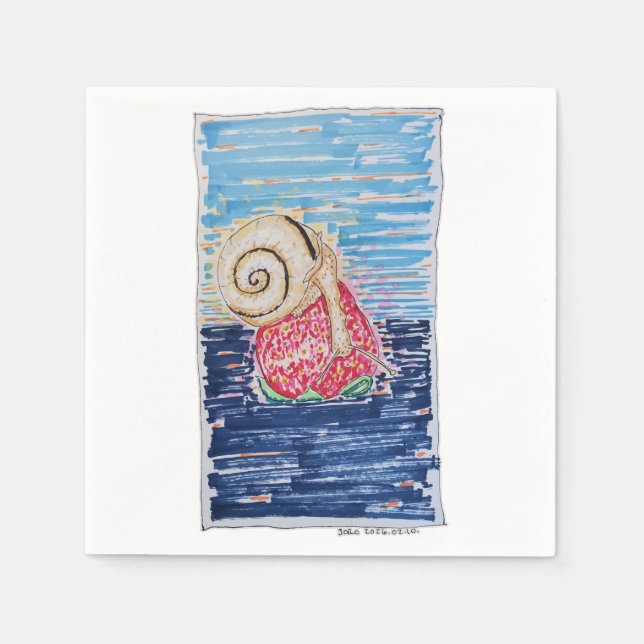 Servilleta De Papel Snail on the Strawberry (Anverso)