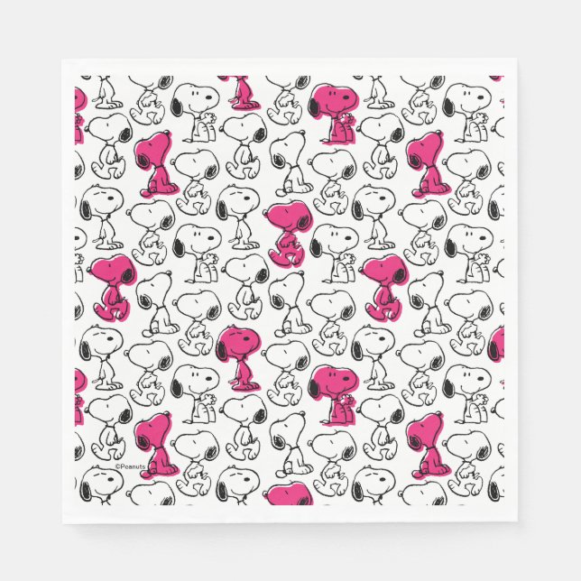 Servilleta De Papel Snoopy Black & Magenta Pattern (Anverso)