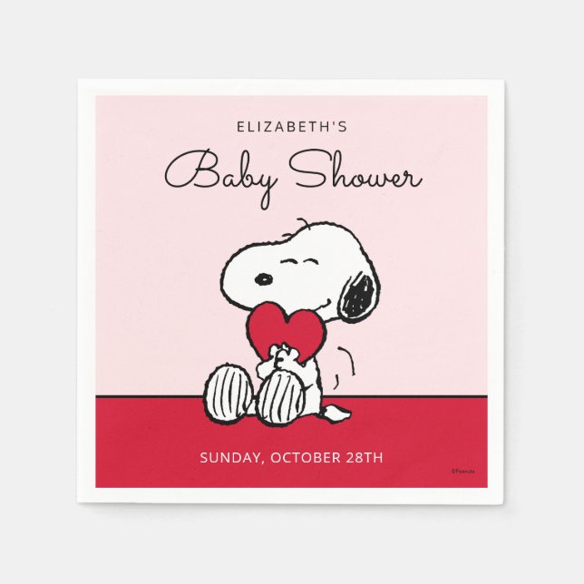 Servilleta De Papel Snoopy | Little Sweetheart Baby Shower Napkins (Anverso)