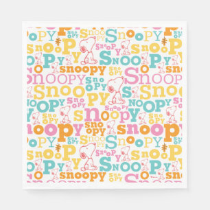 Servilleta De Papel Snoopy Pastel Text Pattern