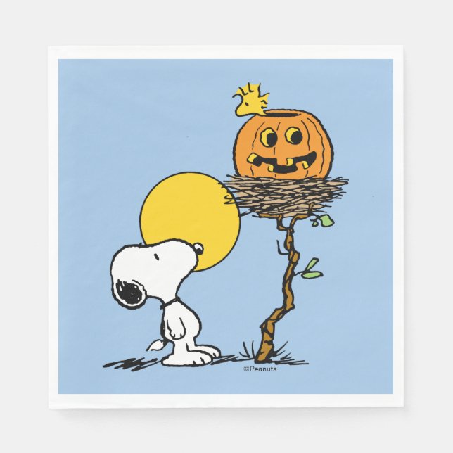 Servilleta De Papel Snoopy & Woodstock Nest con Jack O' Lantern (Anverso)