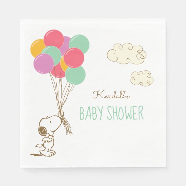 Servilleta De Papel Snoopy y Balloons Baby Shower (Anverso)