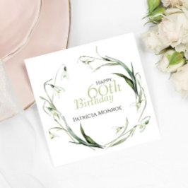 Servilleta De Papel Snowdrop 60th Birthday Watercolor Botanical Green 