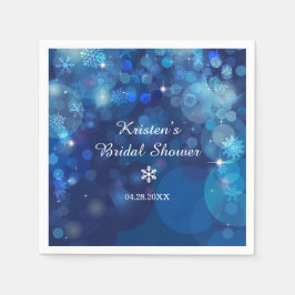 Servilleta De Papel Snowflake Blue Bokeh Winter Bridal Shower