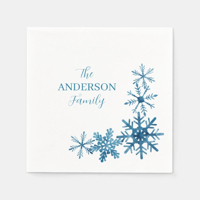 Servilleta De Papel Snowflake con firma familiar personalizada (Anverso)