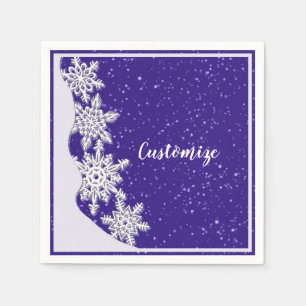 Servilleta De Papel Snowflake Navidades azules personalizados