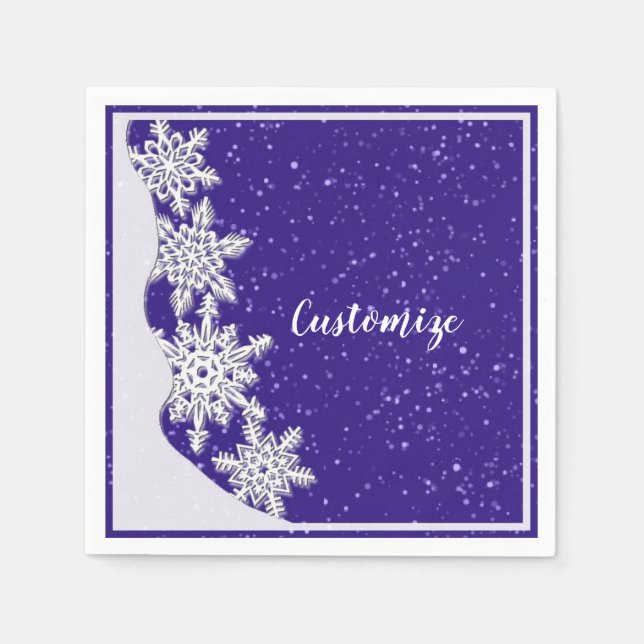 Servilleta De Papel Snowflake Navidades azules personalizados (Anverso)
