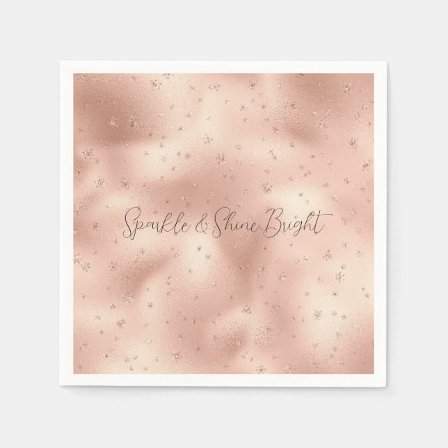Servilleta De Papel Snowflake, Purpurina de glam rosado de Rubor (Anverso)