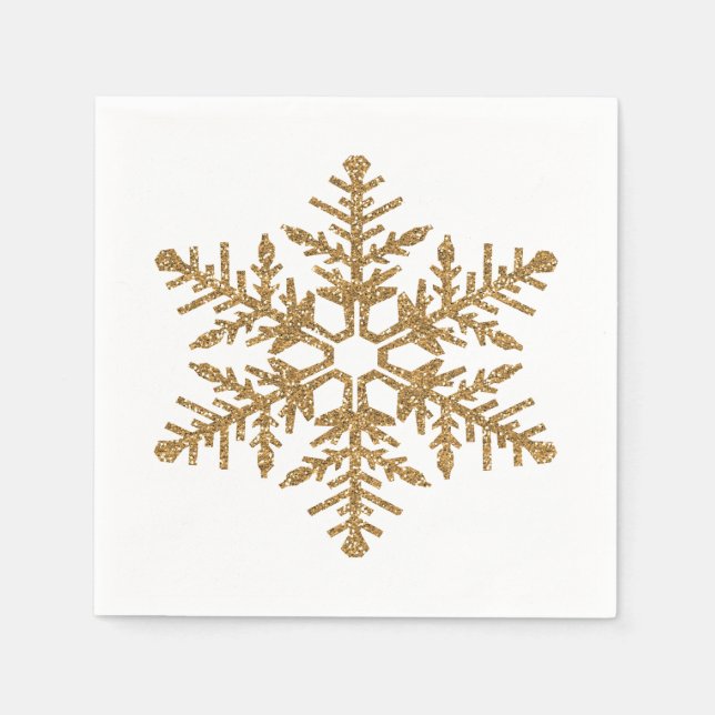 Servilleta De Papel Snowflake, Purpurina de imitación de oro (Anverso)