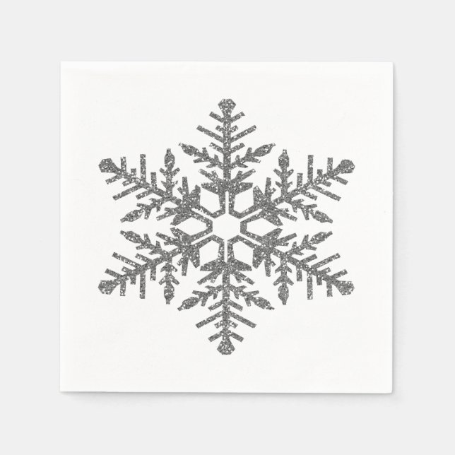 Servilleta De Papel Snowflake, Purpurina de imitación de Plata (Anverso)