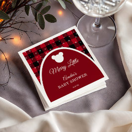 Servilleta De Papel Snowflake Red Plaid Merry Little Baby Shower