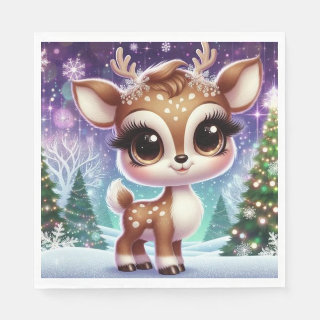Servilleta De Papel Snowflake Sparkle Baby Reindeer (Anverso)