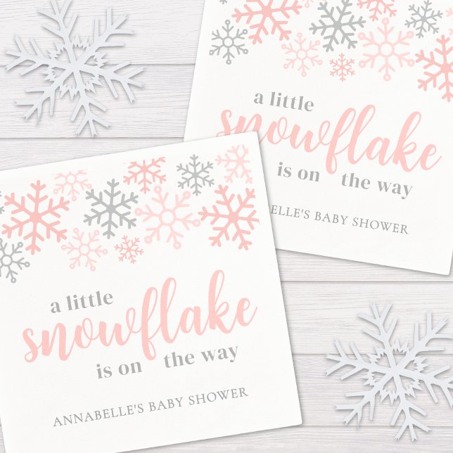 Servilleta De Papel Snowflake Winter Girl Baby Shower (Snowflake Winter Girl Baby Shower Napkins)