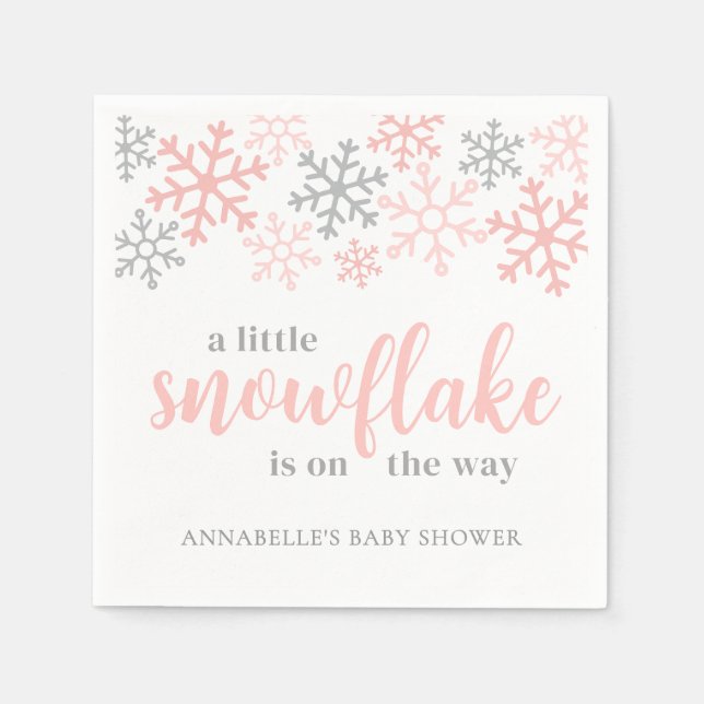 Servilleta De Papel Snowflake Winter Girl Baby Shower (Anverso)
