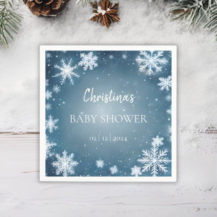 Servilleta De Papel Snowflake Winter Wonderland Baby Shower Blue