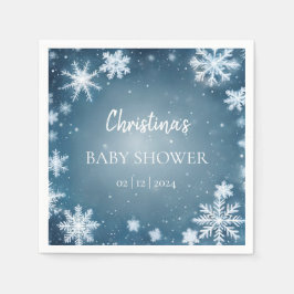 Servilleta De Papel Snowflake Winter Wonderland Baby Shower Blue