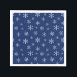 Servilleta De Papel Snowflakes navy blue background<br><div class="desc">Snowflakes navy blue background</div>