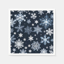 Servilleta De Papel Snowflakes Winter Design Blue Cold Cute