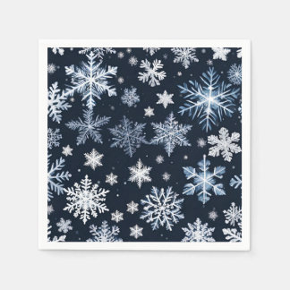 Servilleta De Papel Snowflakes Winter Design Blue Cold Cute