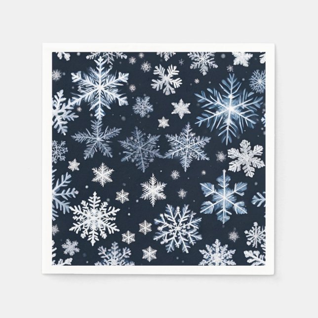 Servilleta De Papel Snowflakes Winter Design Blue Cold Cute (Anverso)