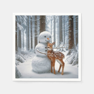 Servilleta De Papel Snowman abrazando un alba