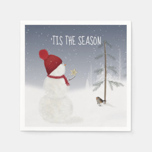 Servilleta De Papel Snowman con estrella de Navidades