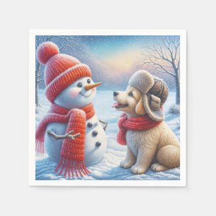 Servilleta De Papel Snowman con pipa