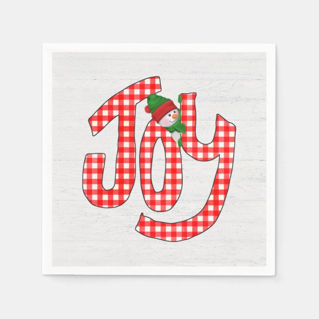 Servilleta De Papel Snowman En Gingham Joy (Anverso)