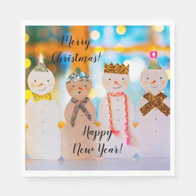 Servilleta De Papel Snowman Fun Elegant Navidad Fiesta (Anverso)