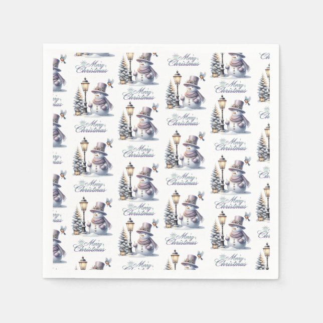 Servilleta De Papel Snowman Napkin (Anverso)