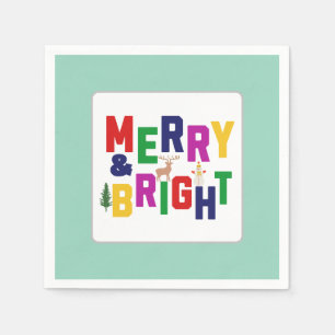 Servilleta De Papel Snowman, reno de pino blanco y brillante