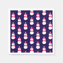 Servilleta De Papel Snowman rosado con harina de nieve