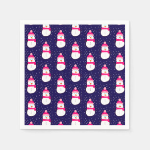 Servilleta De Papel Snowman rosado con harina de nieve