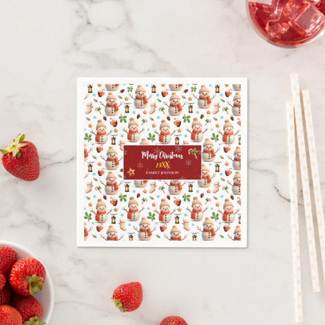 Servilleta De Papel Snowman Winter Holiday - Merry Christmas (In situ)