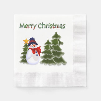 Servilleta De Papel Snowman Winter Scene Napkins