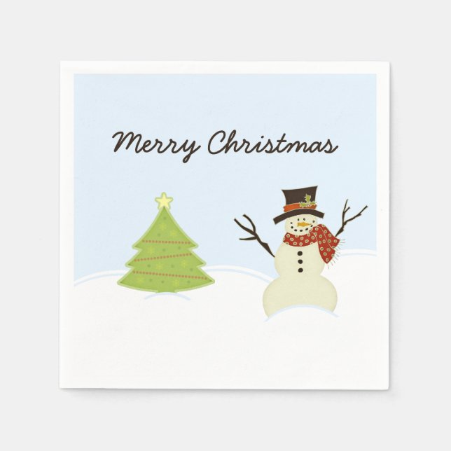 Servilleta De Papel Snowman y el árbol (Anverso)