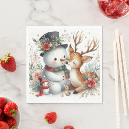 Servilleta De Papel Snowman Y Los Amigos De Los Renos