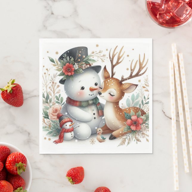 Servilleta De Papel Snowman Y Los Amigos De Los Renos (In situ)