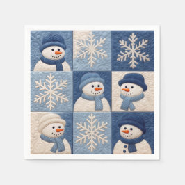 Servilleta De Papel Snowmen and Snowflakes Quilt Pattern