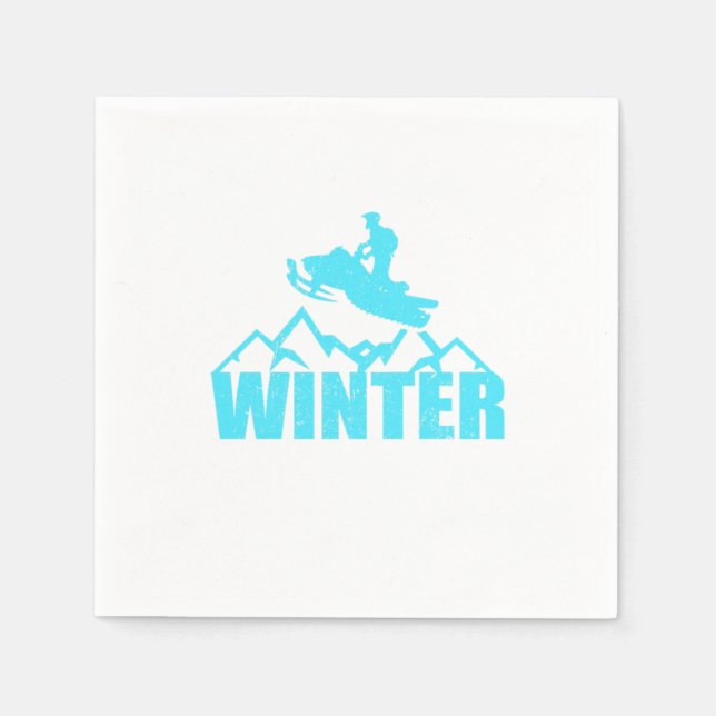 Servilleta De Papel Snowmobile Silhouette Snowmobiling Rider Winter (Anverso)