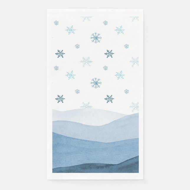 Servilleta De Papel Snowy Blue Winter Guest Towel (Anverso)