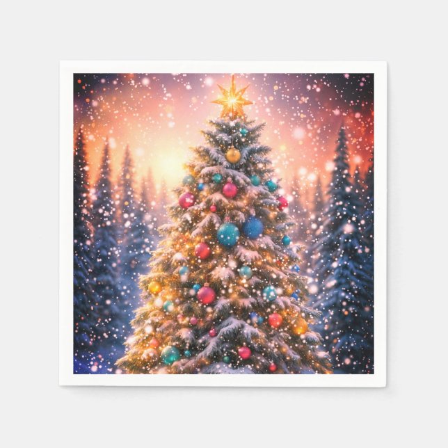 Servilleta De Papel Snowy Christmas Tree Paper Napkins (Anverso)