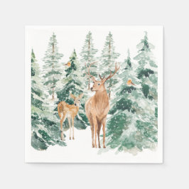 Servilleta De Papel Snowy Winter Woodland Deer Navidades