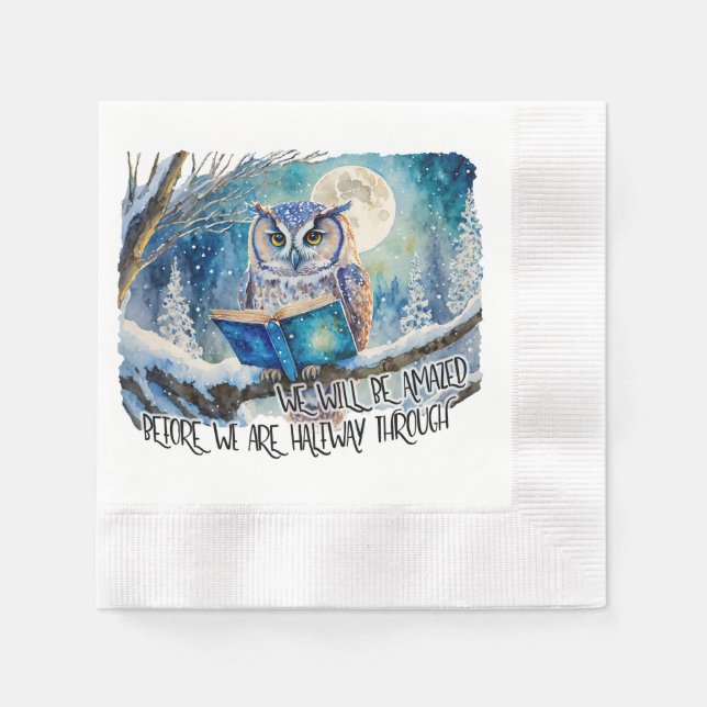 Servilleta De Papel Sober Owl Reading Big Book Recovery Promises (Anverso)